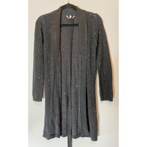Victorias Secret Gray Sequin Open Front Long Cardigan Sweater Medium